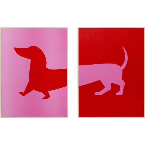 kare-design-wandbild-dog-frankie-2er-set-40x30-cm-rot-pink-gerahmt image 6