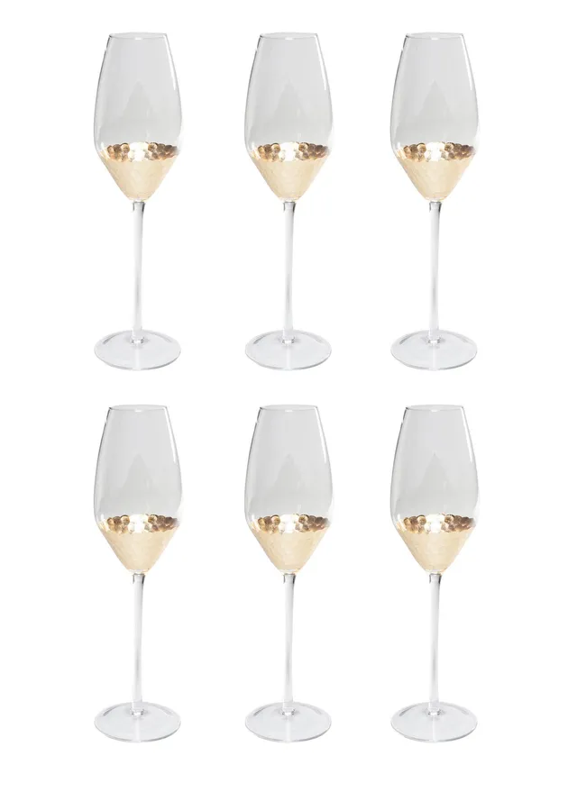 kare-design-sektglas-gobi-sektglas-set-6-teilig-gold-250-ml-mit-wabenmuster image 1