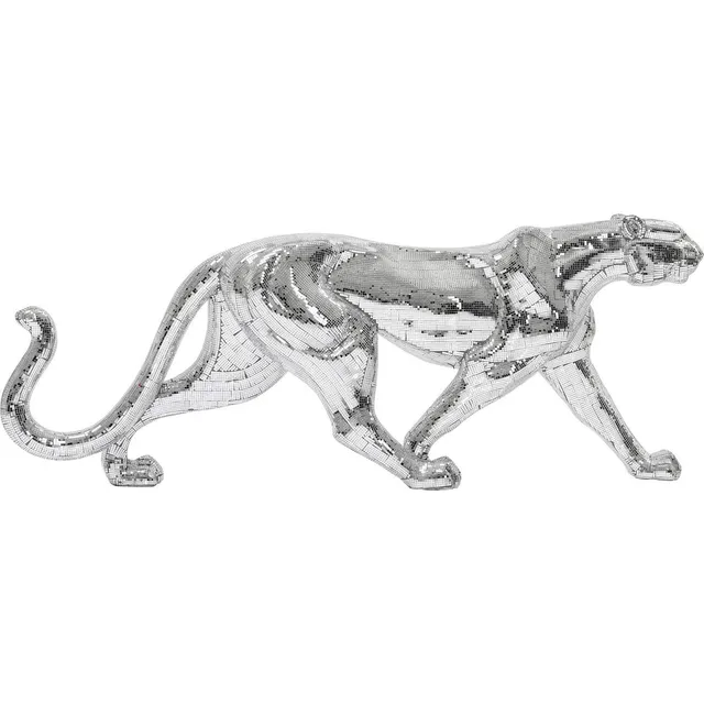 kare-design-deko-objekt-leopard-mosaic-silber-129-x-25-x-50-cm-boden-skulptur image 1