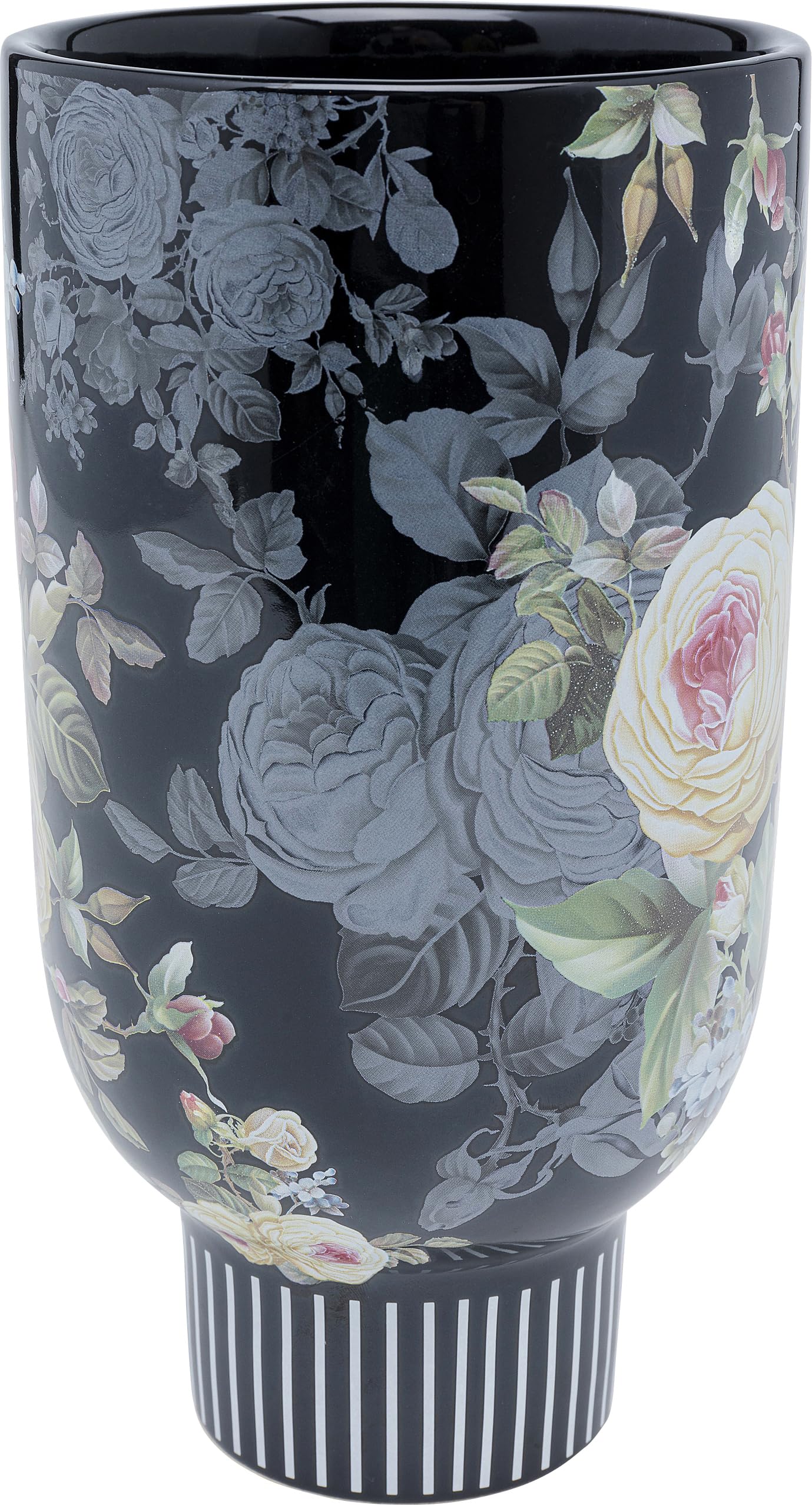 kare-design-deko-vase-rose-magic-schwarz-27-cm-blumenvase-steingut-rosen-dekor image 3