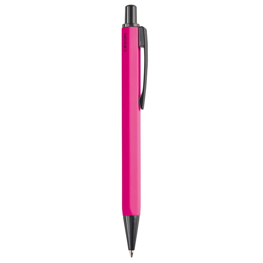cedon-kugelschreiber-pink-alu-sechskant-schwarz-schreibend image 1