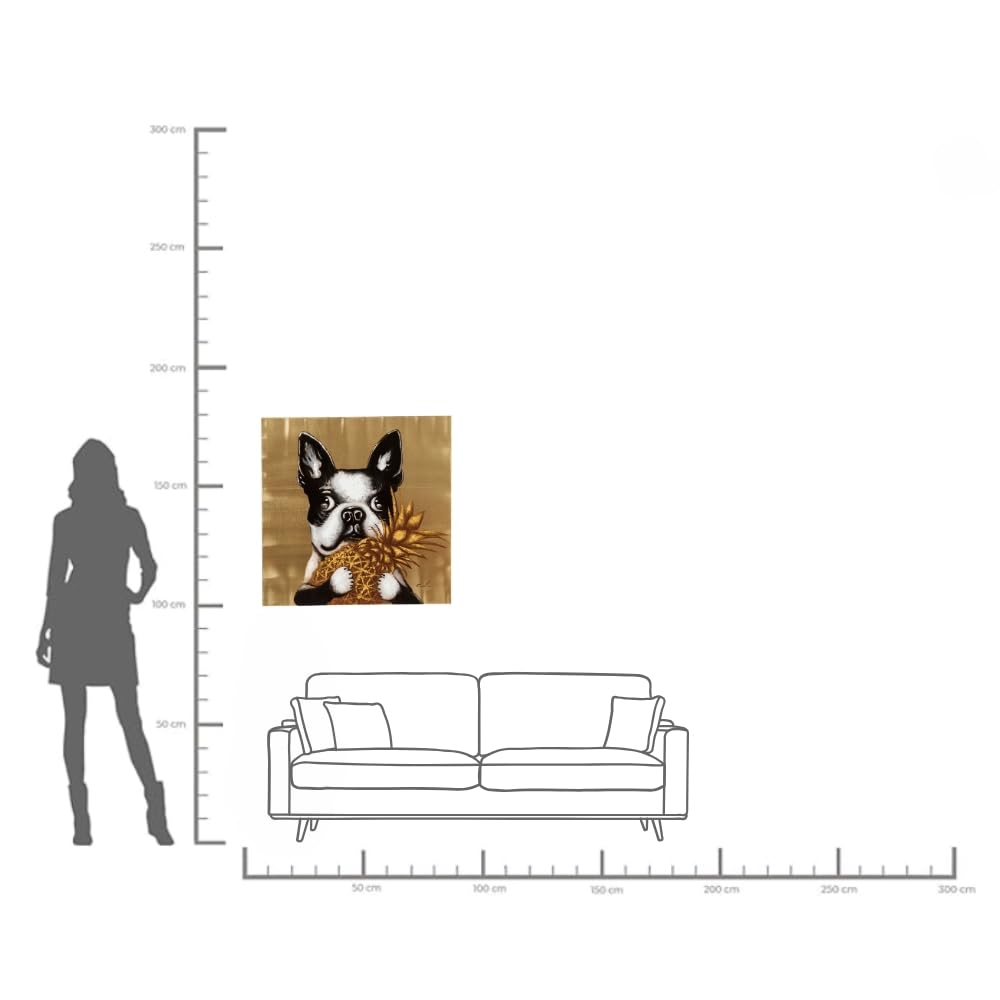 kare-design-bild-touched-dog-with-pineapple-gold-80x80x4-cm image 5