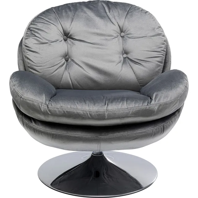 kare-design-drehsessel-cosy-grau-84x81x83-cm-polstersessel-samtoptik-retro image 1