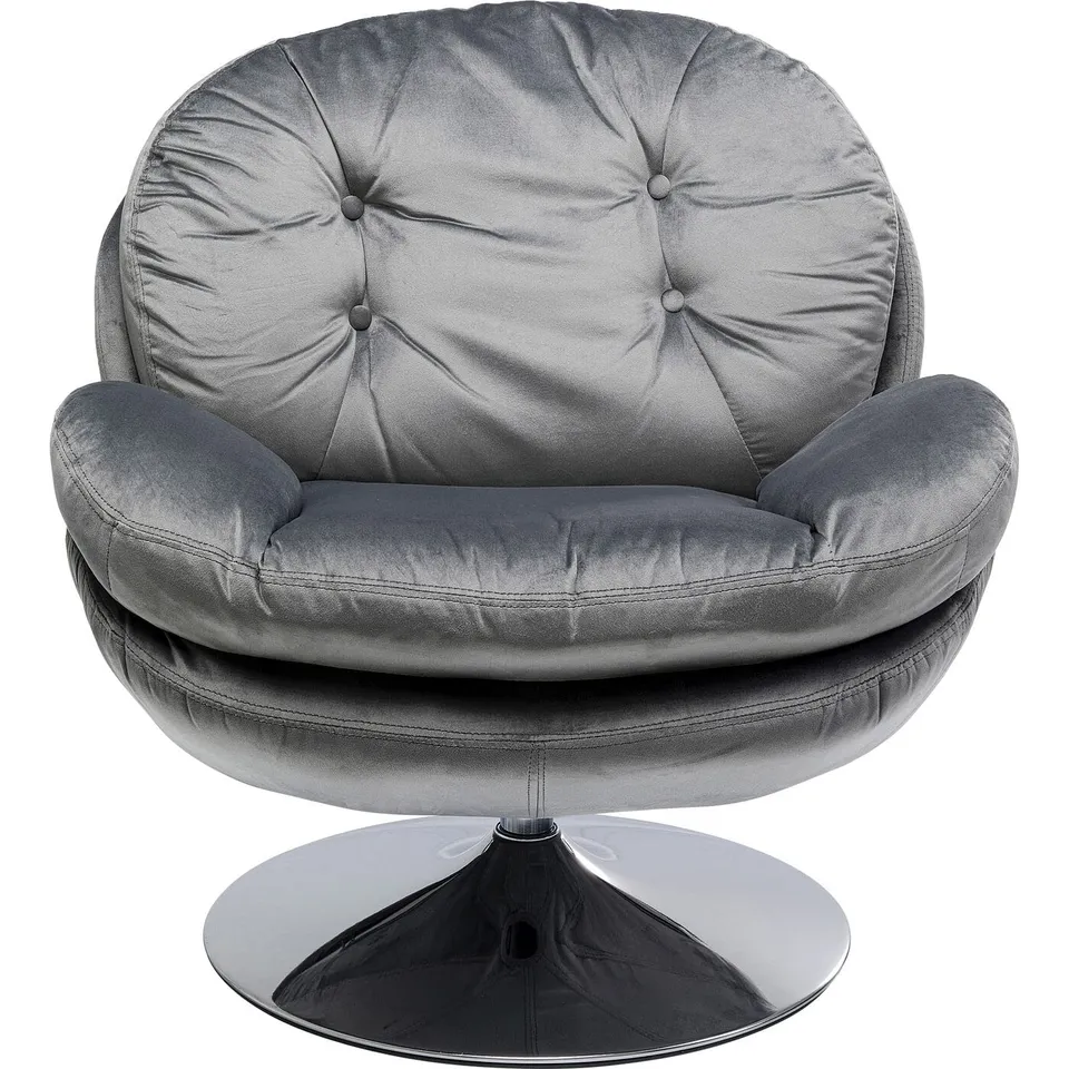 kare-design-drehsessel-cosy-grau-84x81x83-cm-polstersessel-samtoptik-retro image 1