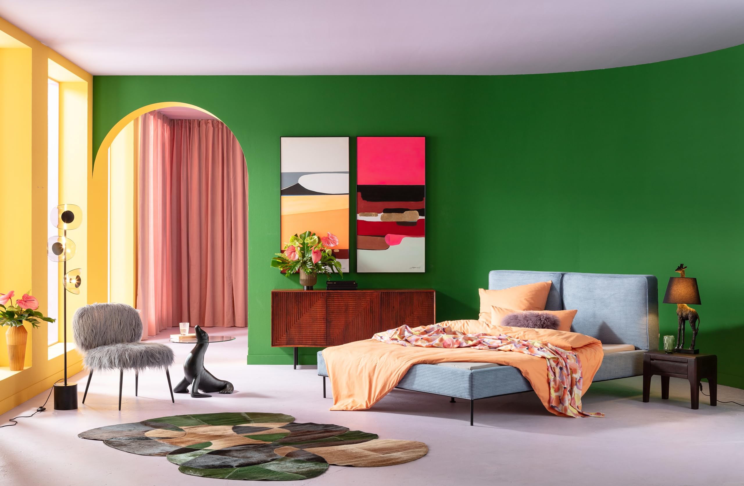 kare-design-gerahmtes-bild-abstract-shapes-pink-73x143cm-leinwandbild-abstrakt image 2