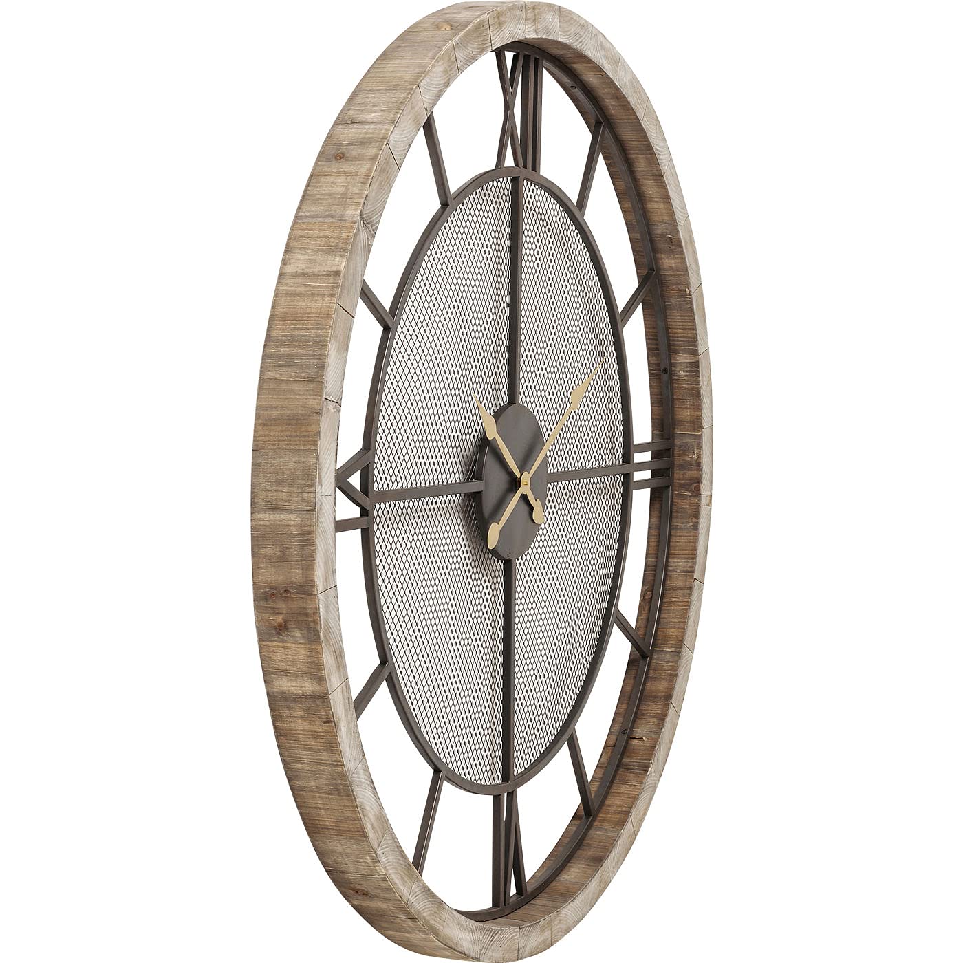 kare-design-wanduhr-village-grau-121-cm-massivholz-121x121x8-cm image 3