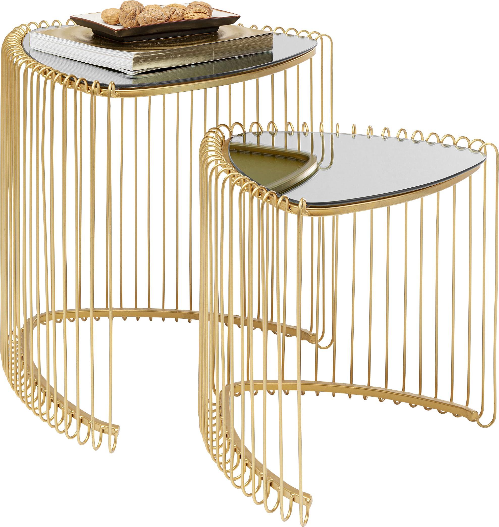 kare-design-wire-triangle-beistelltisch-2er-set-gold-glas-dreieckig image 2
