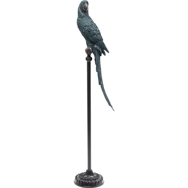 kare-design-deko-figur-parrot-petrol-papagei-statue-116x23x25-cm-in-blau-gr-n-sc image 1
