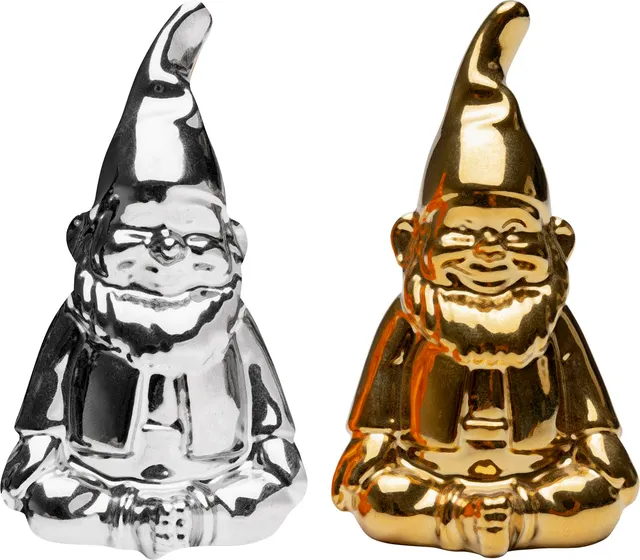 kare-design-salz-und-pfefferstreuer-zwerg-2er-set-gold-silber-porzellan image 1