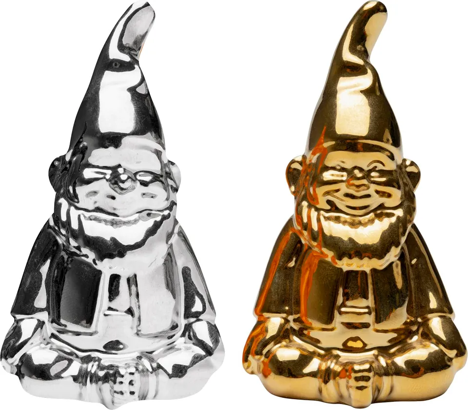 kare-design-salz-und-pfefferstreuer-zwerg-2er-set-gold-silber-porzellan image 1