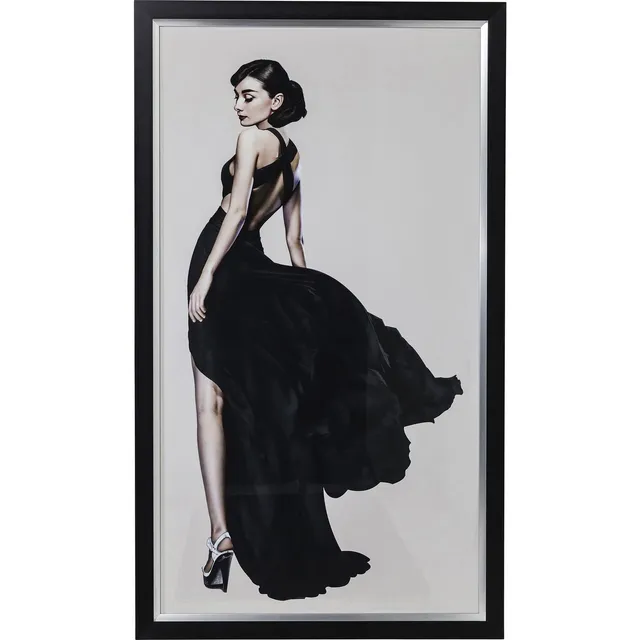 kare-design-bild-frame-diva-audrey-hepburn-schwarz-gerahmt-172x108-cm image 1