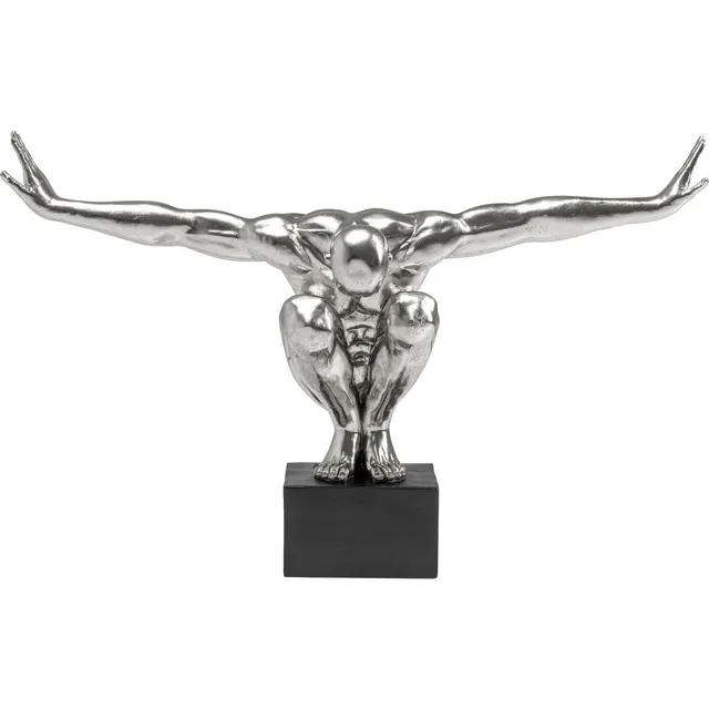 kare-design-athlete-xl-deko-objekt-silber-auf-marmorsockel image 1