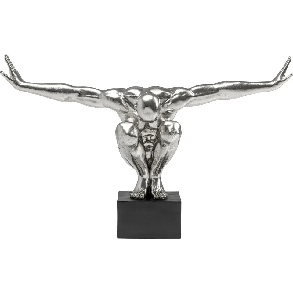 kare-design-athlete-xl-deko-objekt-silber-auf-marmorsockel image 1