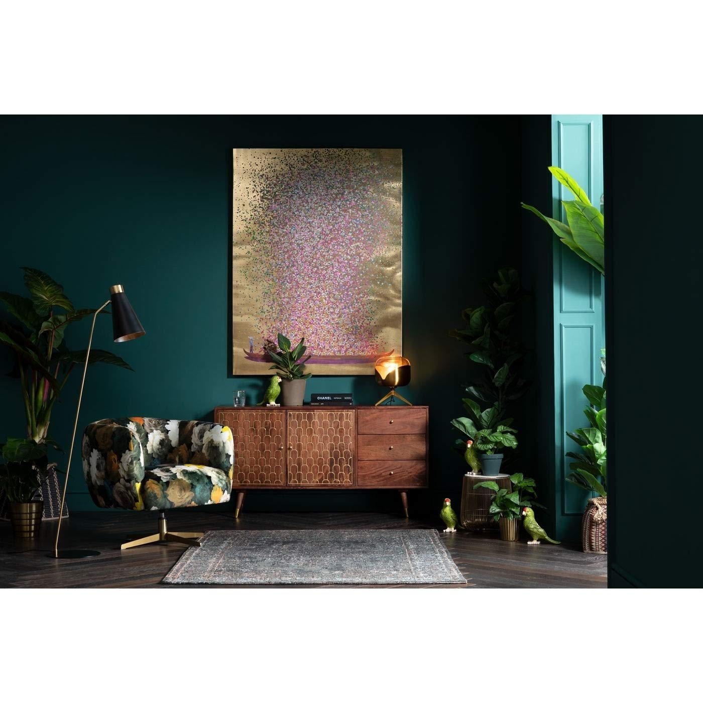 kare-design-bild-touched-flower-boat-gold-pink-160x120x3-5-cm-canvas image 2
