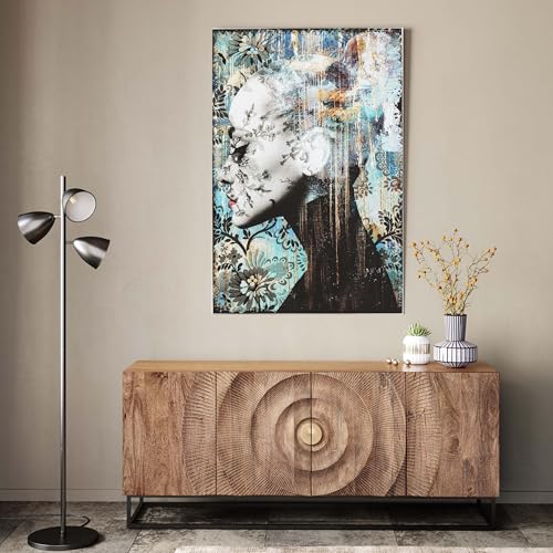 kare-design-glasbild-lady-flower-blau-schwarz-150x100-cm-rahmenlos image 8