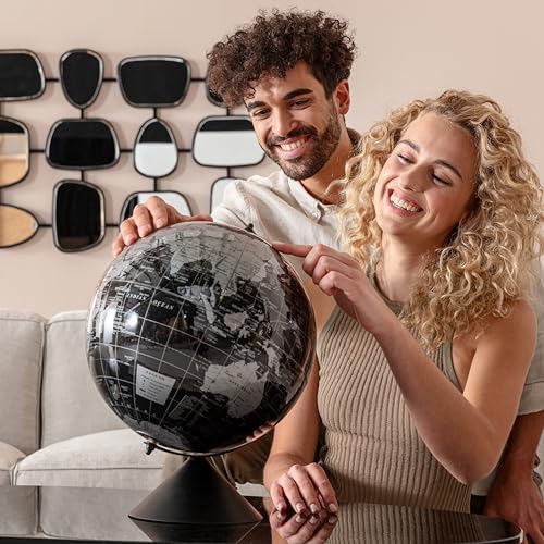 kare-design-deko-objekt-globe-top-schwarz-grau-globus-30-cm-edelstahl-40x30x30-c image 8