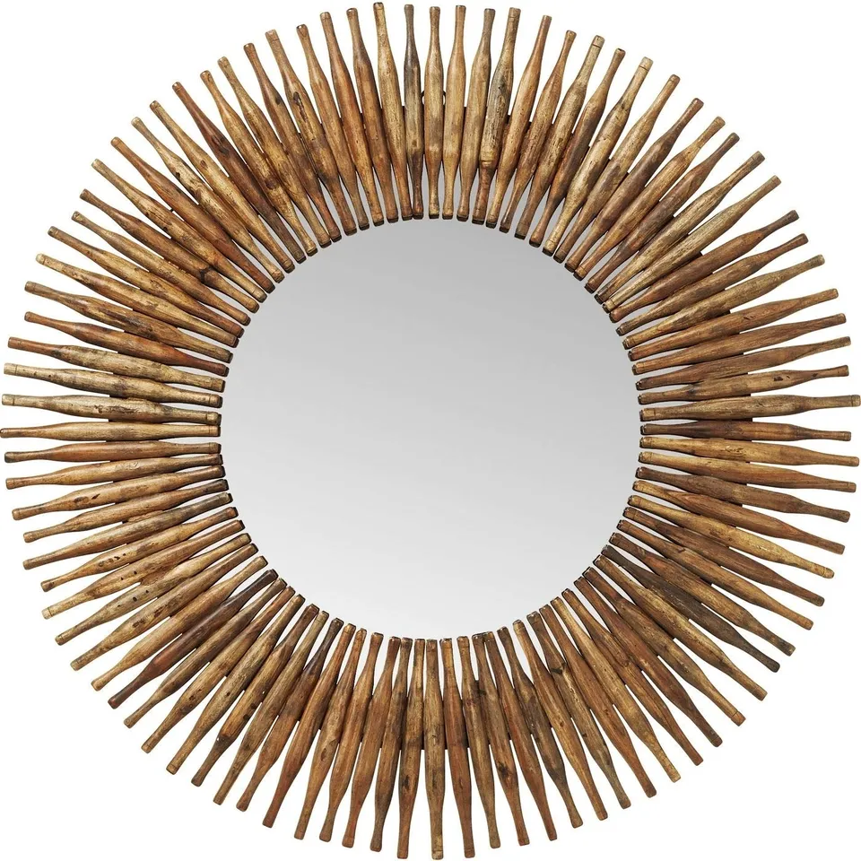 kare-design-spiegel-sunlight-rund-braun-holzrahmen-120cm-122x122x5cm image 1
