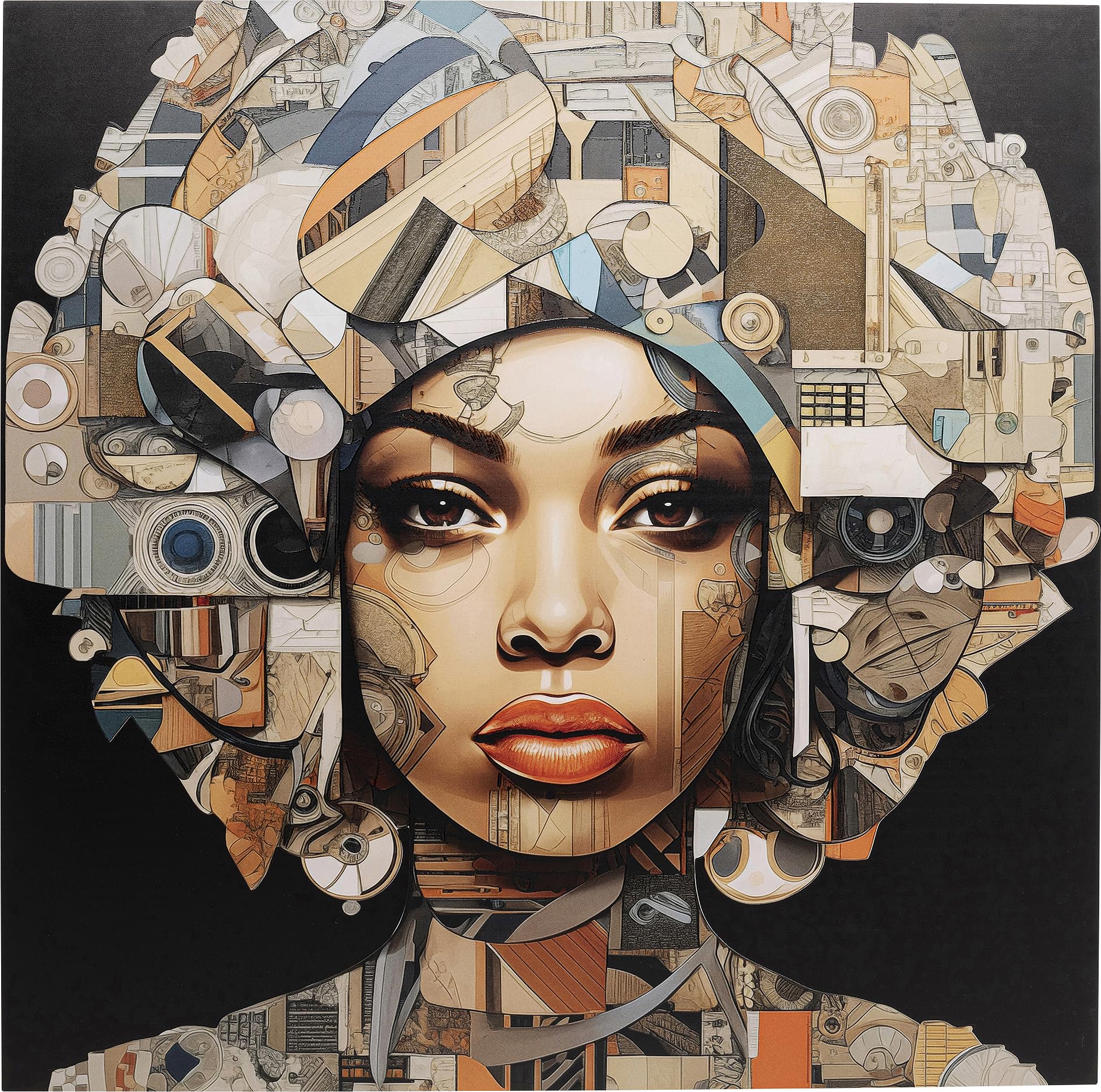 kare-design-3d-art-geo-woman-glasbild-80x80-cm-mehrfarbig-portrait image 1
