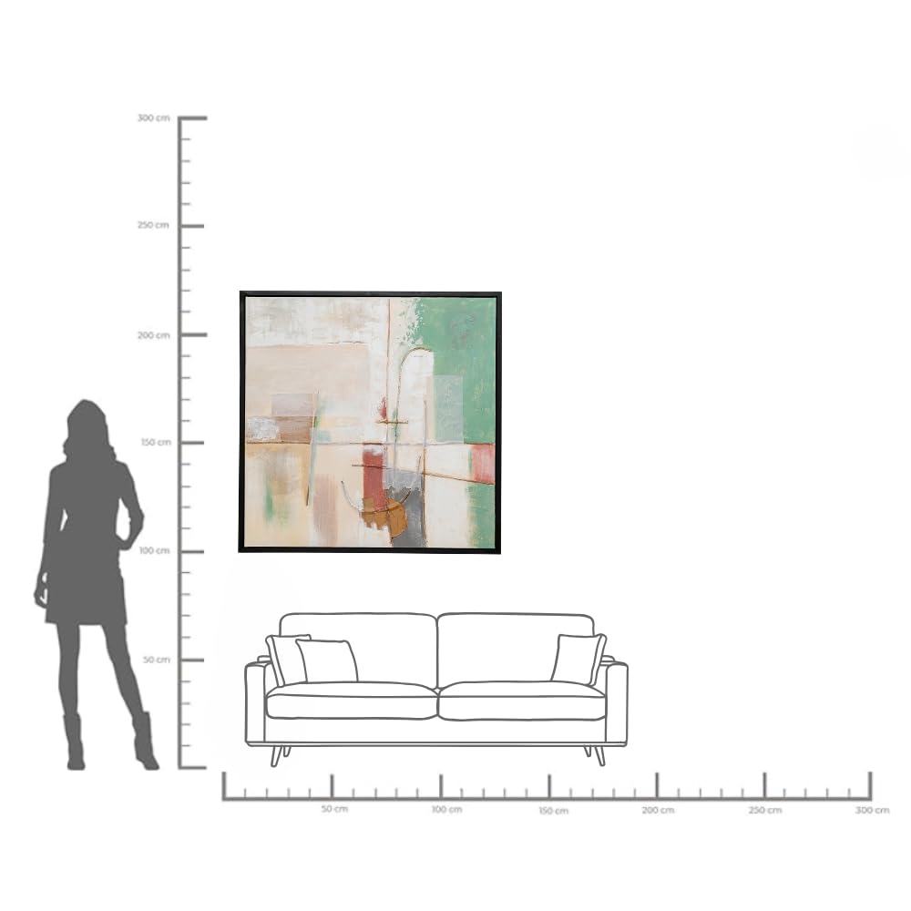 kare-design-bild-mit-rahmen-dust-gr-n-120x120cm-gro-es-leinwandbild-abstrakt image 3