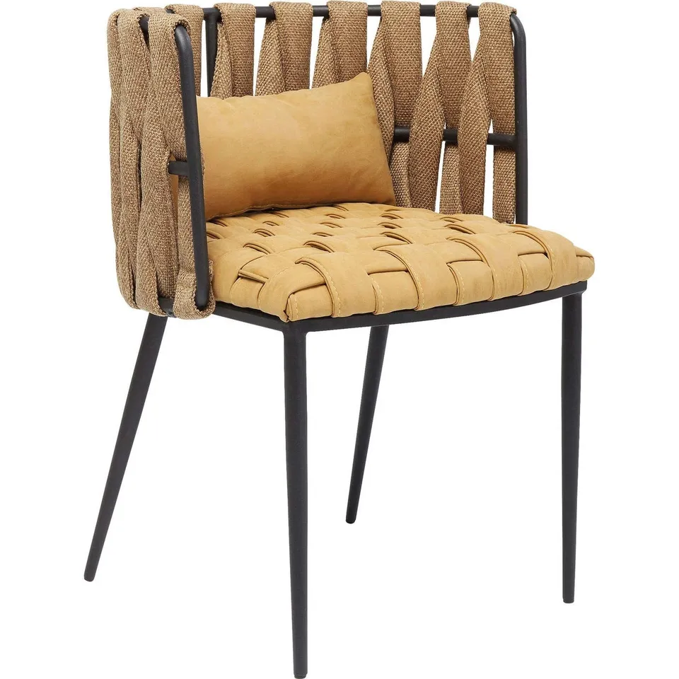 kare-design-armlehnstuhl-cheerio-gelb-75x55x52-cm-flechtstuhl-mit-kissen image 1