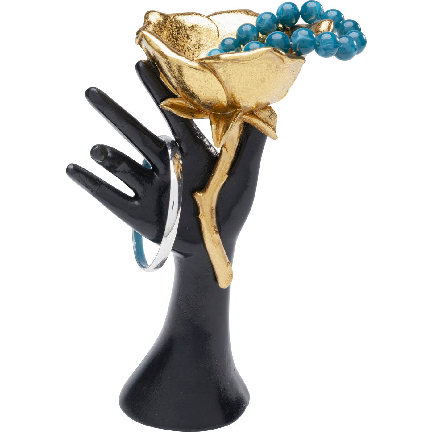 kare-design-objekt-hand-rose-22-cm-schmuckhalter-deko-kunststoff-gold-schwarz image 2