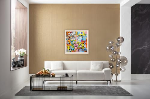 kare-design-leinwandbild-doodle-face-mehrfarbig-80x80-cm-mit-rahmen image 8