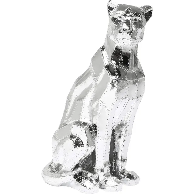 kare-design-deko-figur-sitting-cat-rivet-chrome-silber-82x36x43cm image 1