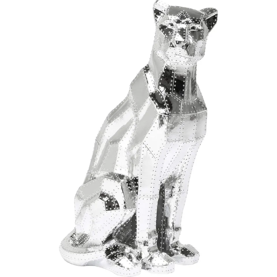 kare-design-deko-figur-sitting-cat-rivet-chrome-silber-82x36x43cm image 1