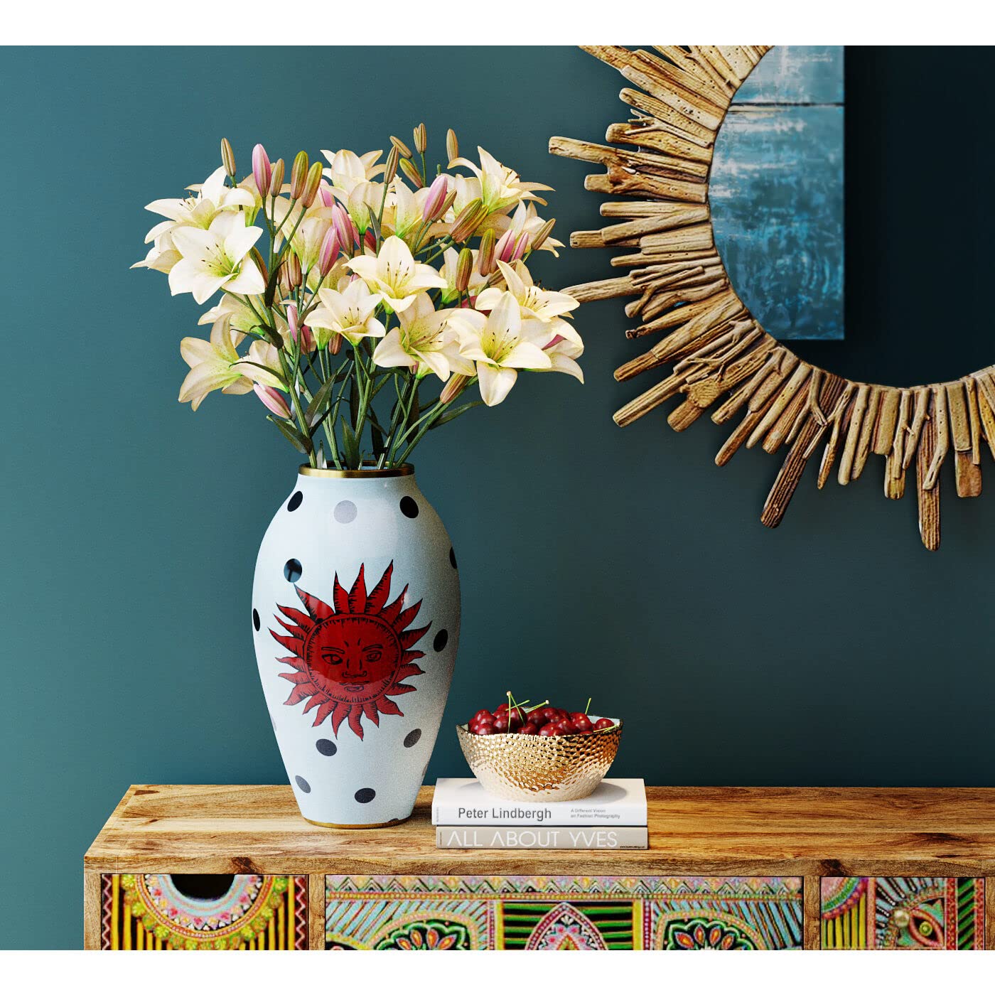 kare-design-deko-vase-cohesion-40-cm-blaue-blumenvase-tischvase image 2
