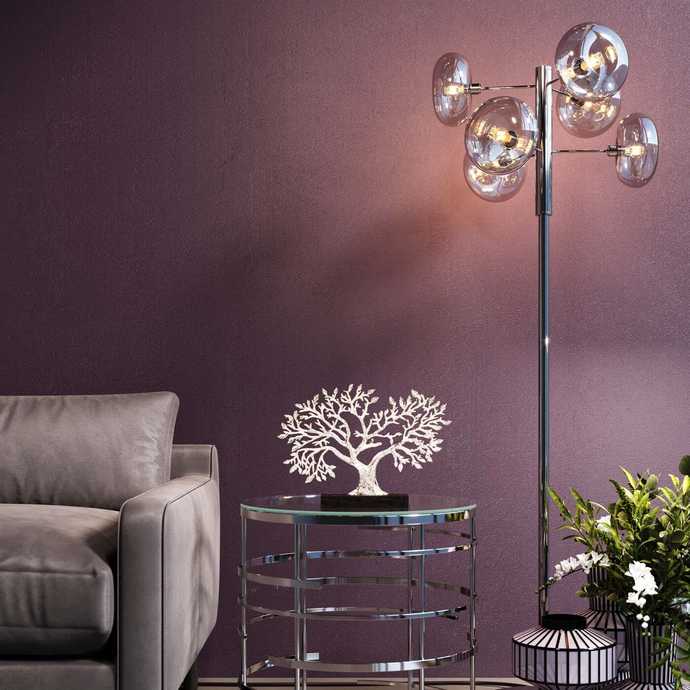 kare-design-tree-of-life-deko-objekt-silber-39-cm image 2