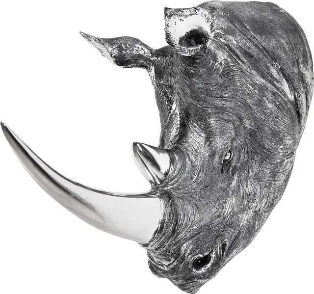 kare-design-deko-kopf-rhino-silber-wandtroph-e-53x44x19-cm image 1