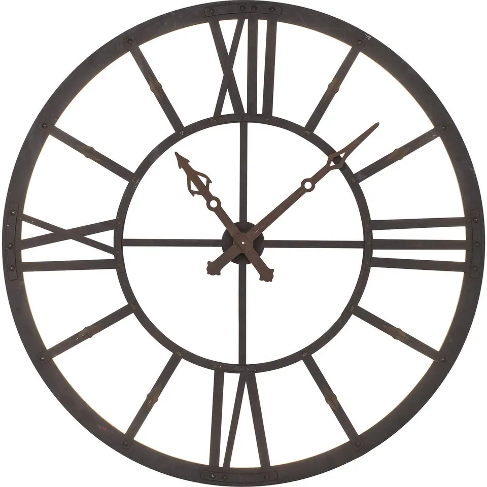 kare-design-wanduhr-factory-led-xxl-vintage-industrie-uhr-braun-121x121x8-5-cm image 1