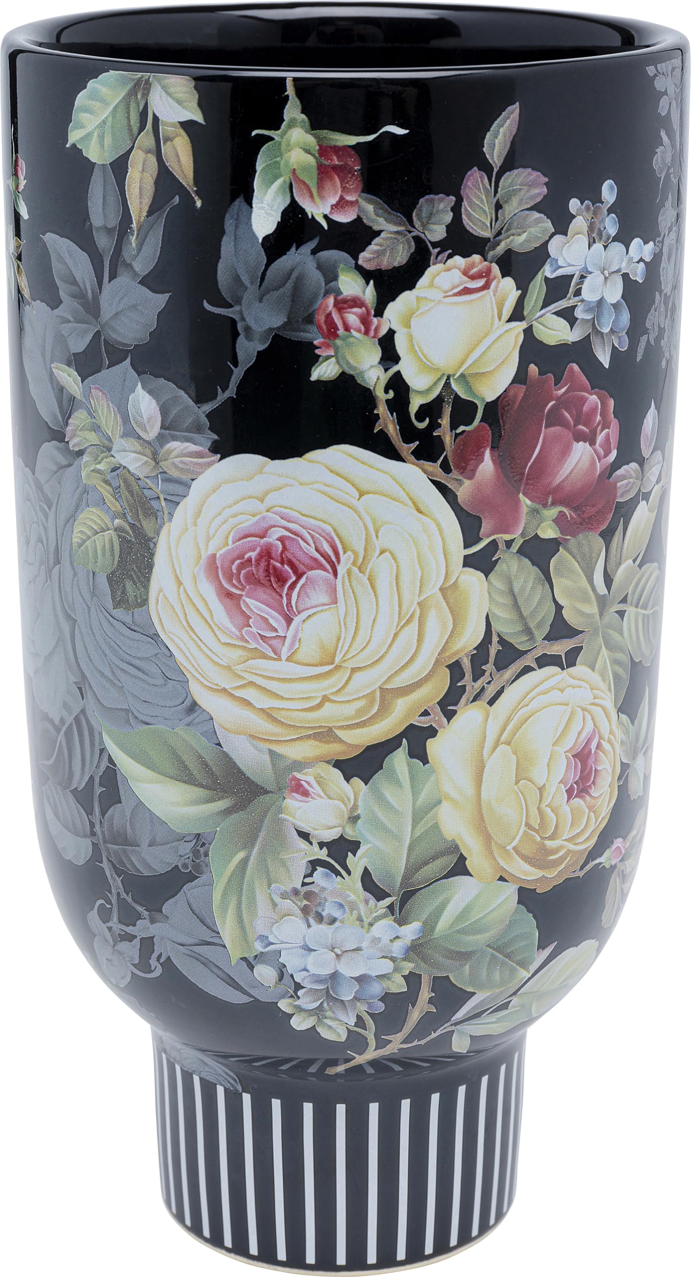 kare-design-deko-vase-rose-magic-schwarz-27-cm-blumenvase-steingut-rosen-dekor image 1