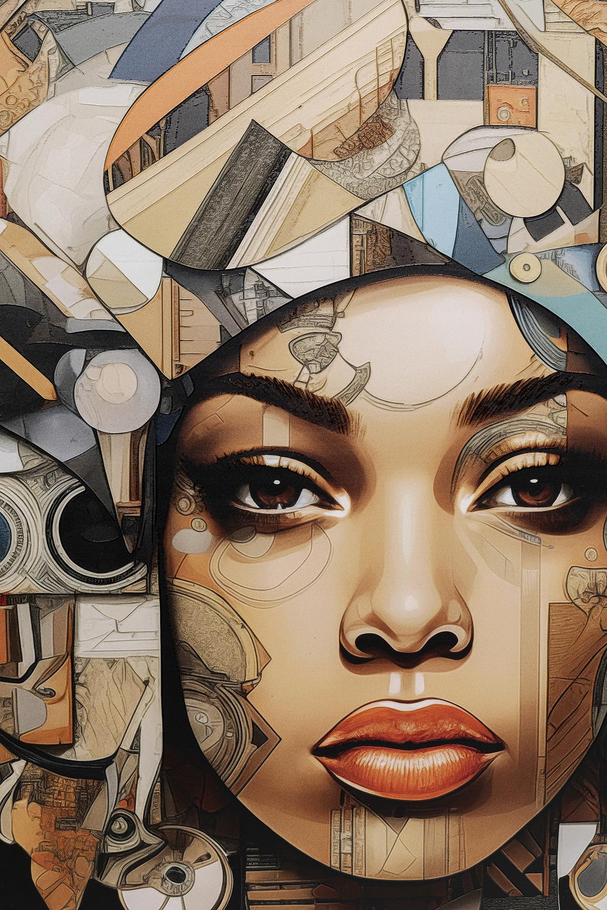 kare-design-3d-art-geo-woman-glasbild-80x80-cm-mehrfarbig-portrait image 4