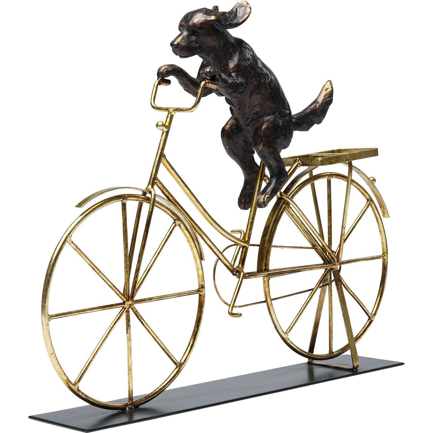 kare-design-dog-with-bicycle-deko-skulptur-schwarz-gold-35-5x44x7-5-cm image 6