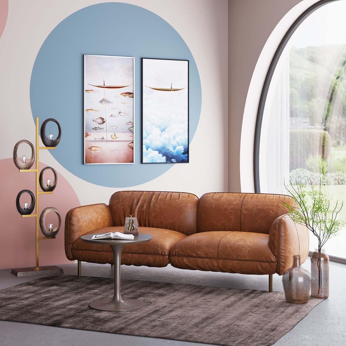 kare-design-bild-cloud-fisherman-boat-120x60x3-5-cm-blau-rosa-mit-massivholz-rah image 2