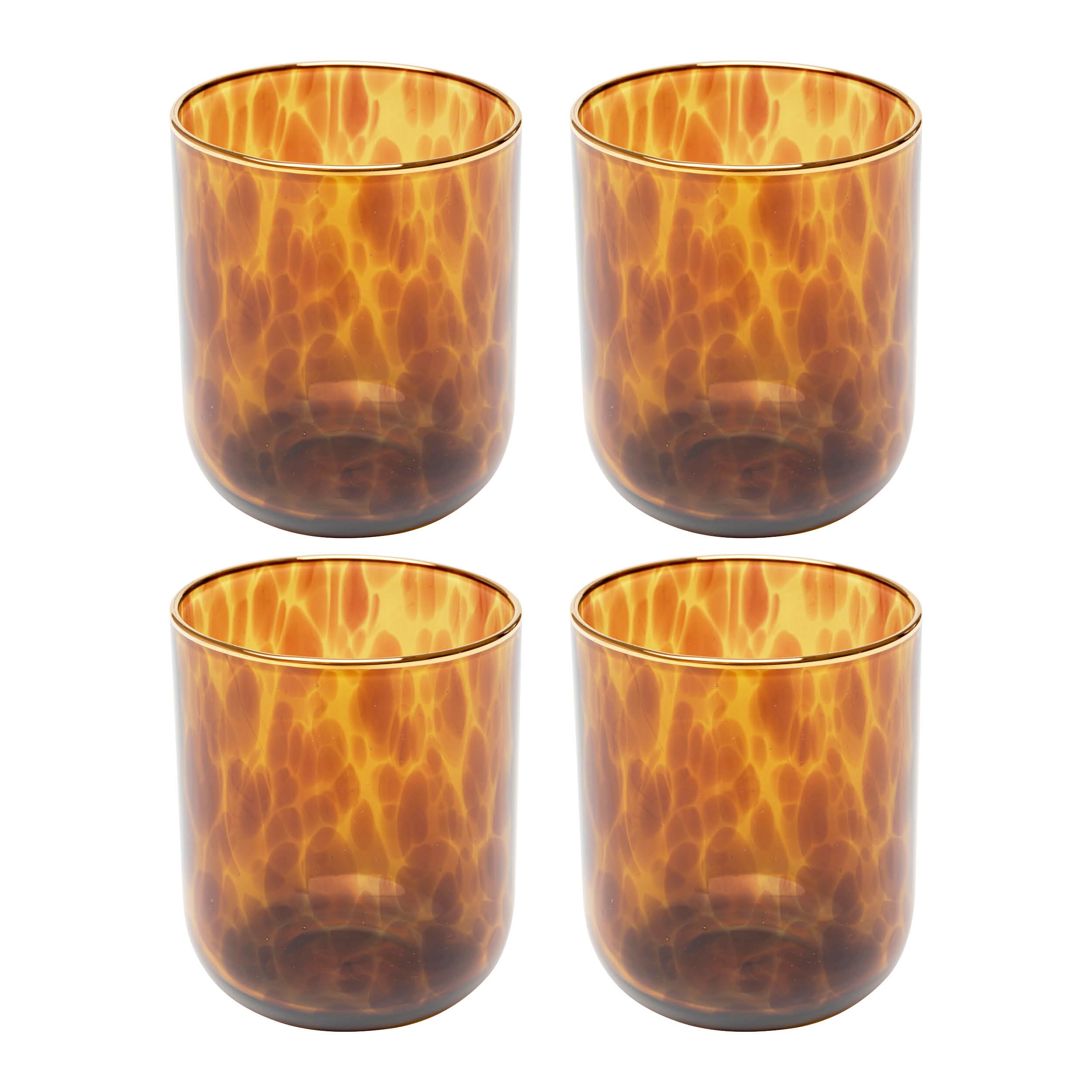 kare-design-glas-caramel-wasserglas-set-4-teilig-braun-430-ml-mit-goldrand image 1