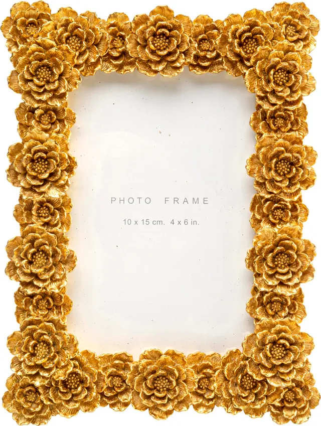 kare-design-bilderrahmen-blumen-gold-fotorahmen-10x15-cm-rechteckig image 1