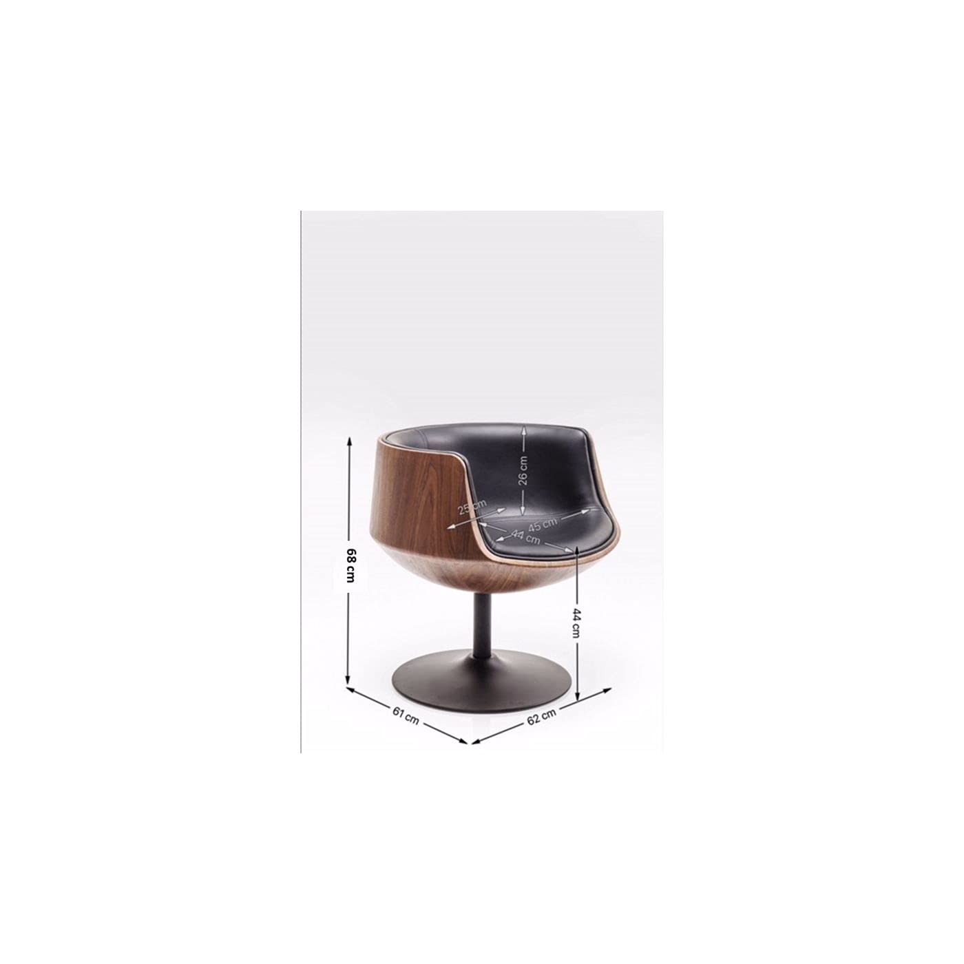 kare-design-drehstuhl-club-walnut-schwarz-braun-mid-century-sessel-75x62x61cm image 3
