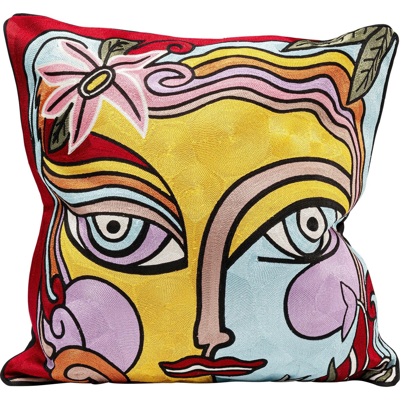 kare-design-art-line-face-kissen-mehrfarbig-50x50-cm-mit-reissverschluss-und-f-l image 1