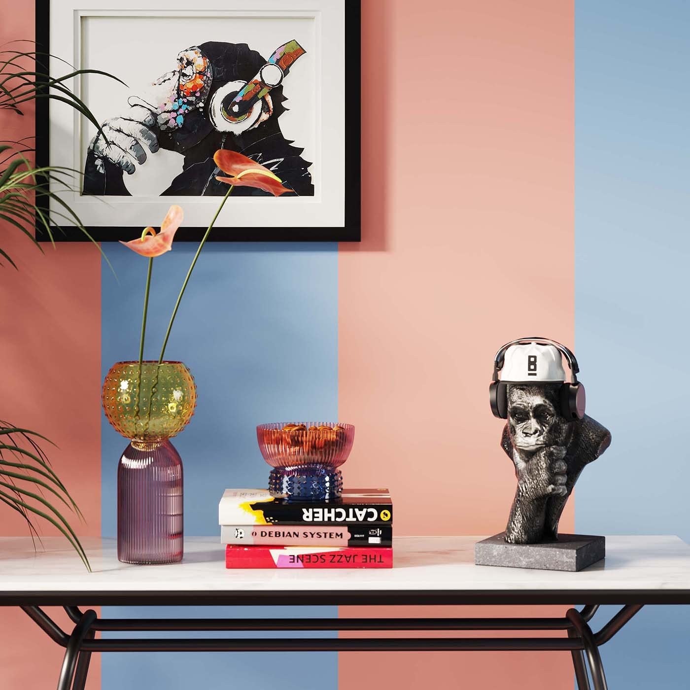 kare-design-thinking-gorilla-head-deko-objekt-schwarz-49x29x26-cm image 2