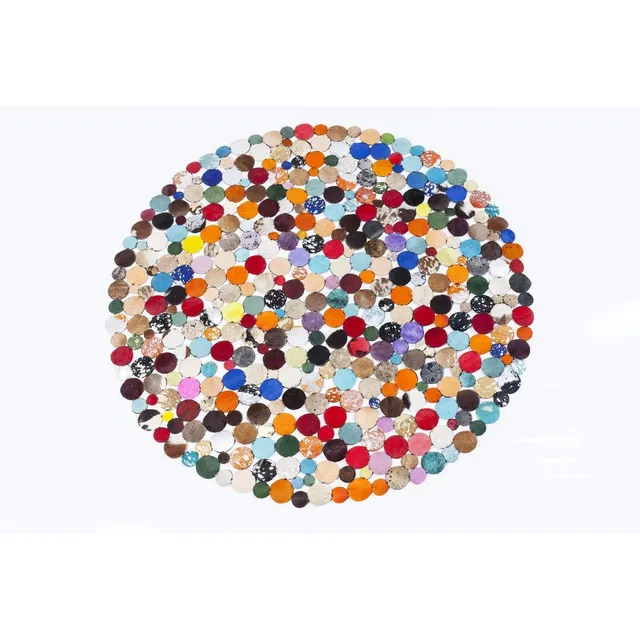 kare-design-teppich-circle-mehrfarbig-150-cm-rinderfell-ziegenleder-handgearbeit image 1