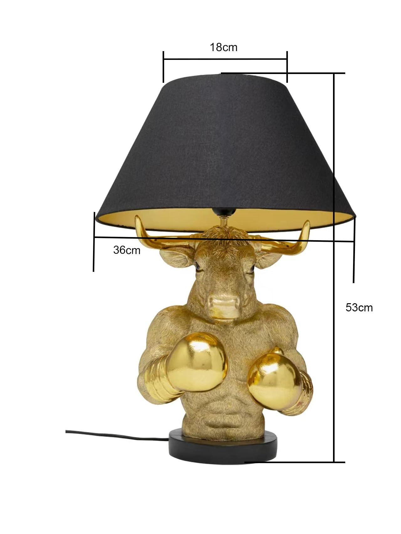 kare-design-boxer-bull-tischleuchte-gold-schwarz-statement-leuchte-e27 image 2