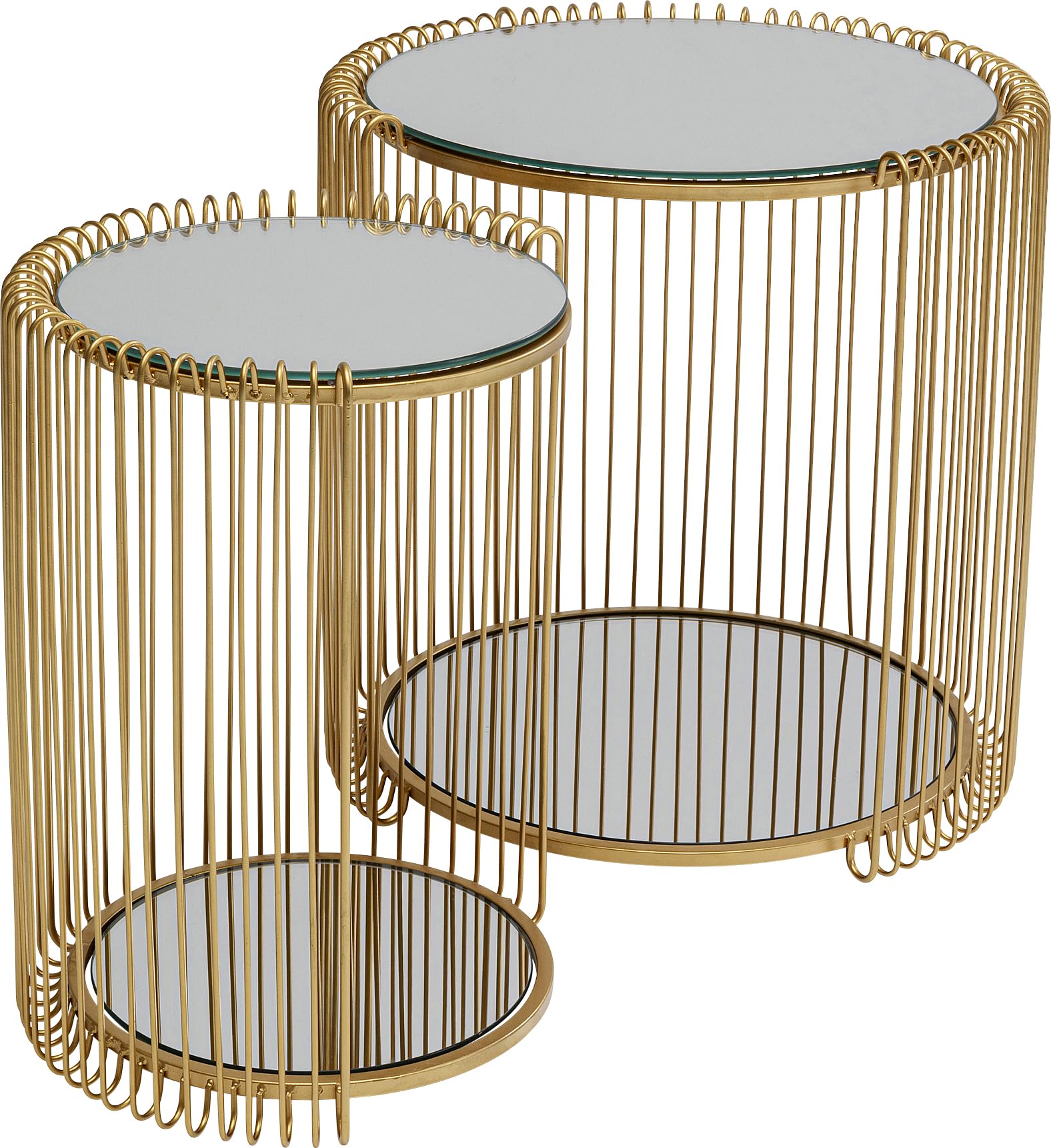 kare-design-wire-double-beistelltisch-2er-set-gold-45-cm-mit-spiegelglas image 1
