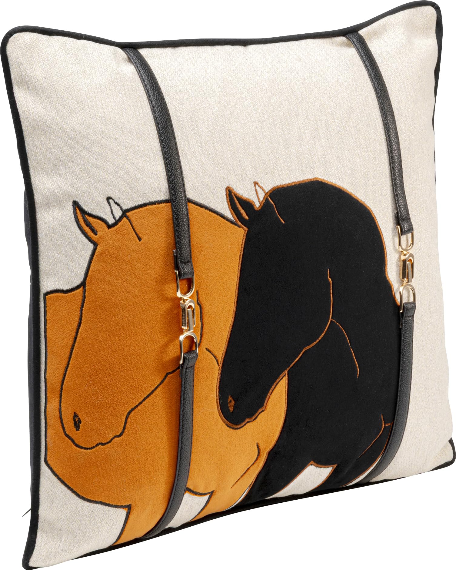 kare-design-kissen-pferde-date-motiv-orange-dekokissen-45x45-cm-mit-metall-appli image 2