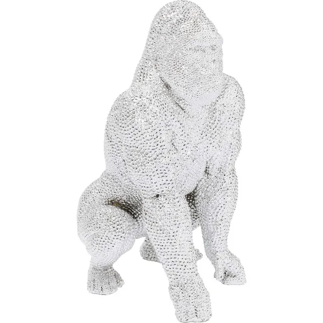 kare-design-dekofigur-shiny-gorilla-silber-80x50x47-cm-xxl-tierfigur image 1