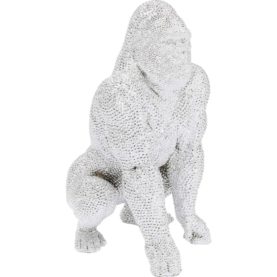 kare-design-dekofigur-shiny-gorilla-silber-80x50x47-cm-xxl-tierfigur image 1