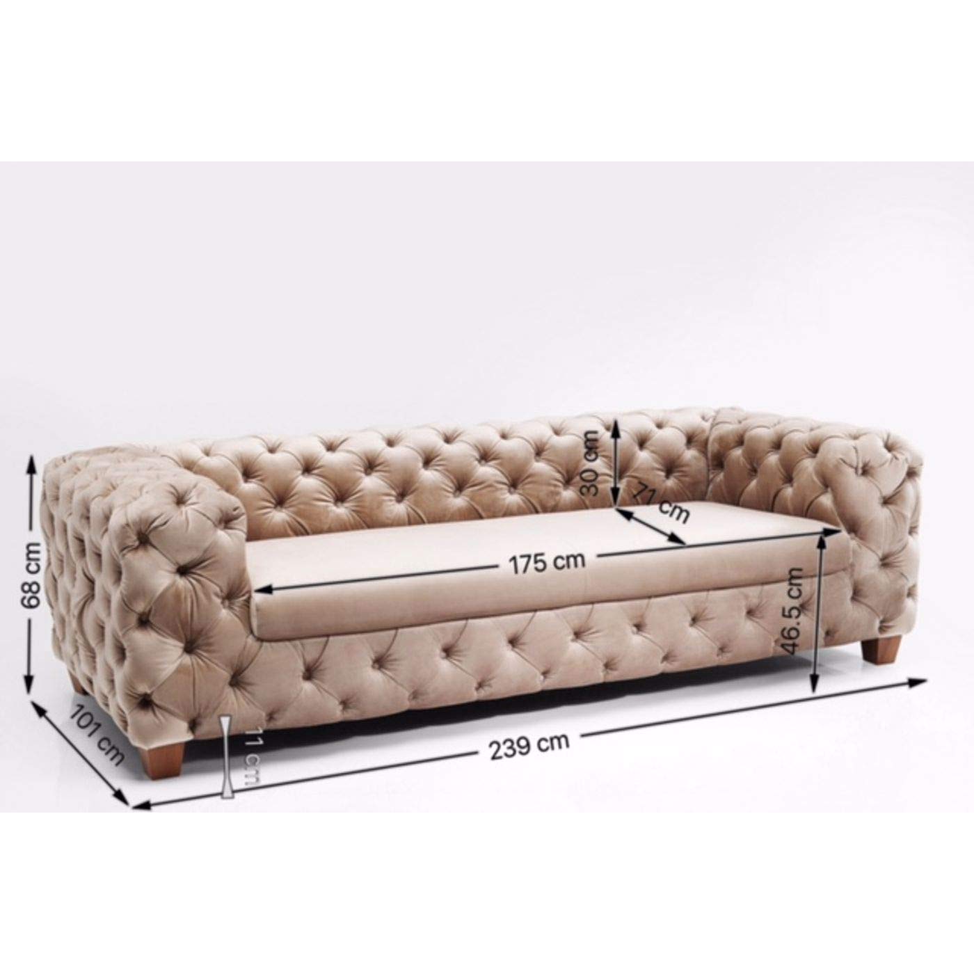 kare-design-sofa-desire-3-sitzer-ecru-beige-samt-245x100x68-cm image 3