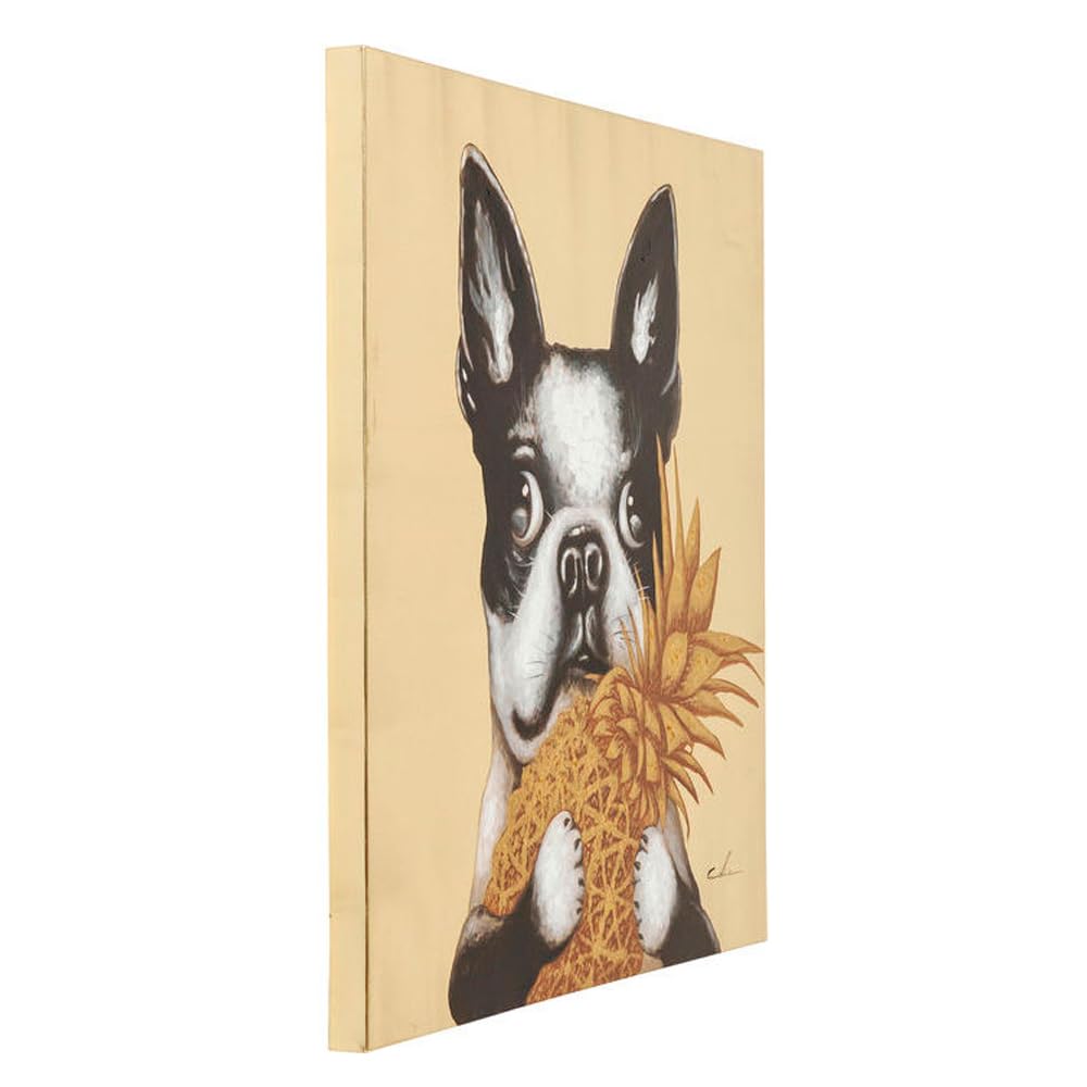 kare-design-bild-touched-dog-with-pineapple-gold-80x80x4-cm image 3
