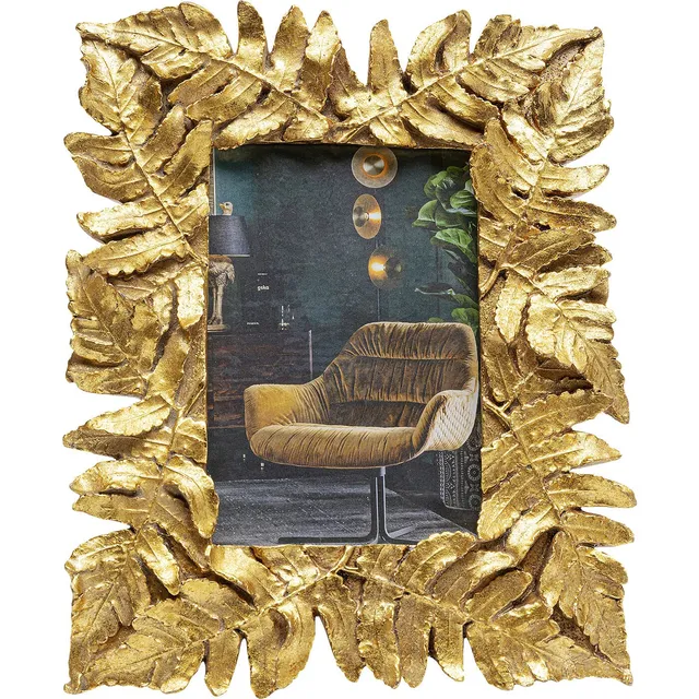 kare-design-leaves-bilderrahmen-gold-10x15-cm-pflanzen-motiv image 1